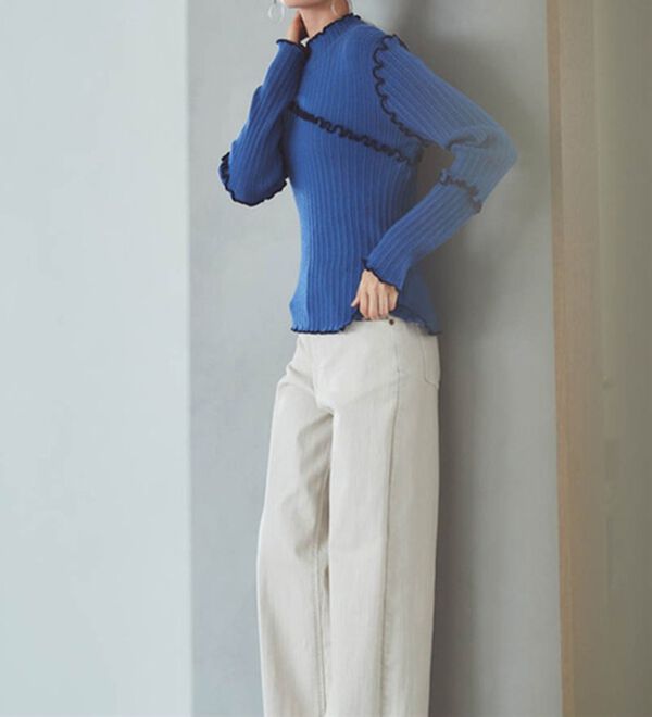 RANAN（ラナン）の「メローステッチ配色リブニット（ニット・セーター）」｜詳細画像