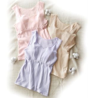 「【３色組】綿のやさしいガーゼブラタンク（ブラトップ・カップ付きインナー）」｜詳細画像