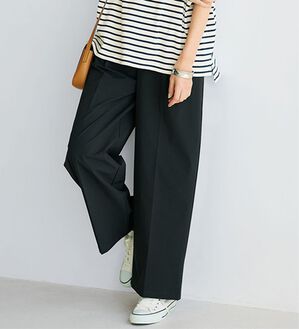 BELLUNA（ベルーナ）の「夏のお出かけに安心！はっ水＆ウォッシャブルパンツ（ワイドパンツ・ガウチョ）」｜ブラック