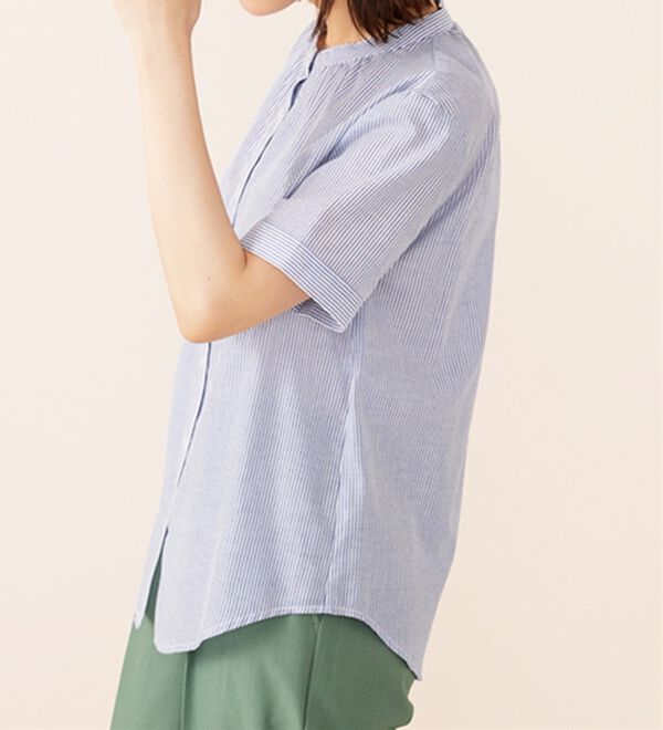 BELLUNA（ベルーナ）の「ギャザー使いバンドカラーブラウス（ブラウス）」｜詳細画像