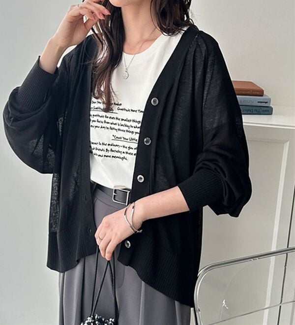 GeeRA（ジーラ）の「接触冷感！Ｖネックカーディガン（ニットカーディガン）」｜詳細画像