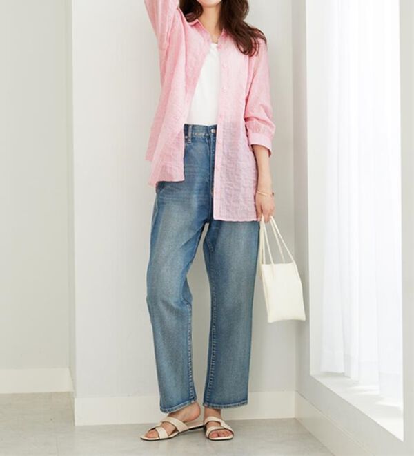 BELLUNA（ベルーナ）の「綿混テンセルぽこぽこシアーシャツチュニック（チュニック）」｜詳細画像