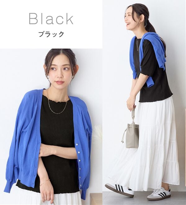 Viola e Viola（ヴィオラ エ ヴィオラ）の「【ひんやり／上品】リブメロウＴシャツ（カットソー）」｜詳細画像