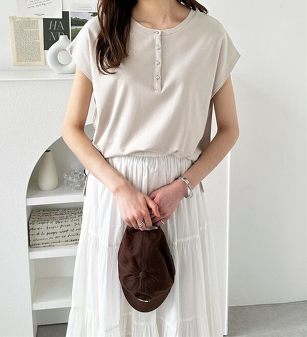 GeeRA（ジーラ）の「綿１００％前後２ＷＡＹシルケットフレンチスリーブカットソー（Tシャツ）」｜詳細画像