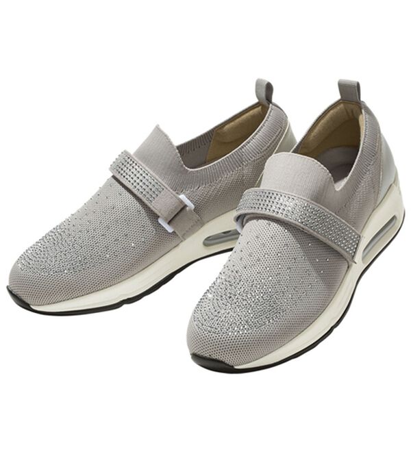 ルフラン（ルフラン）の「ビジュー付４Ｅベルトニットスニーカー（スニーカー）」｜ライトグレー