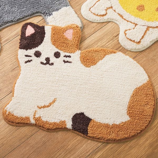 「かわいいアニマル洗えるマルチマット（玄関マット）」｜みけねこ