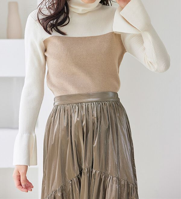 RANAN（ラナン）の「＜ムースタッチ＞洗える！バイカラータートルリブニット（ニット・セーター）」｜詳細画像