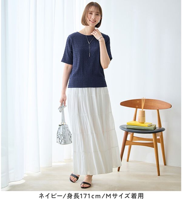 Viola e Viola（ヴィオラ エ ヴィオラ）の「【汗サラ！】Tシャツより上品。きれい見えカットソートップス（カットソー）」｜詳細画像