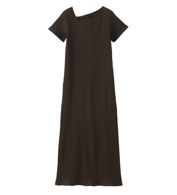 RANAN（ラナン）の「アシメネックハーフスリーブリブワンピース（その他ワンピース）」｜詳細画像