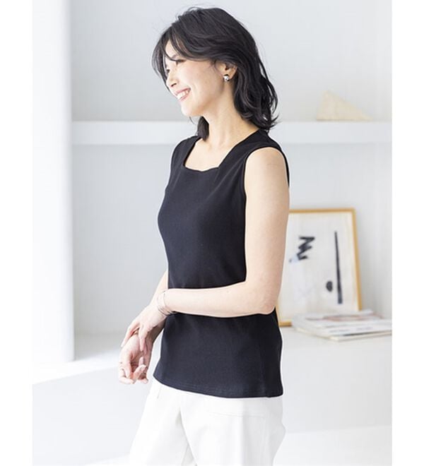 BELLUNA（ベルーナ）の「綿１００％抗菌防臭機能付リブタンクトップ（タンクトップ・キャミソール）」｜詳細画像