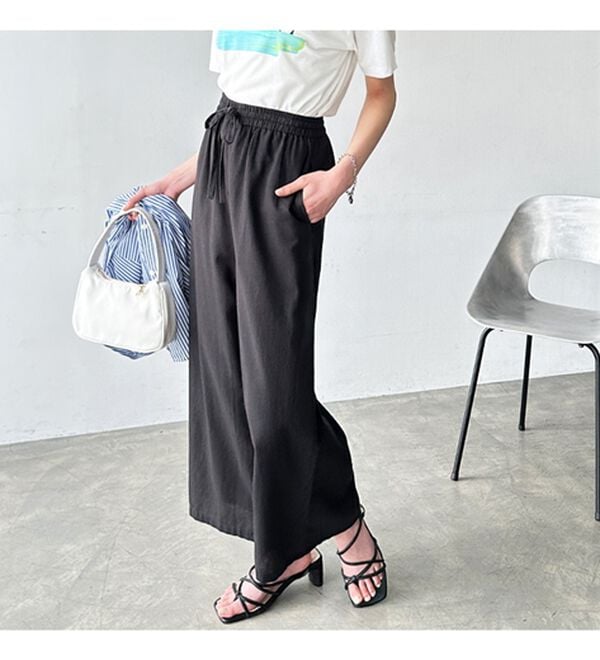 GeeRA（ジーラ）の「麻入りリラックスワイドパンツ（ワイドパンツ・ガウチョ）」｜詳細画像