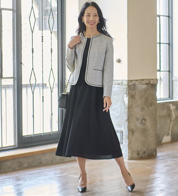 BELLUNA（ベルーナ）の「華やかツイードジャケットワンピースアンサンブル（ワンピースセットスーツ）」｜詳細画像