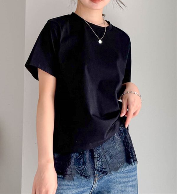 RANAN（ラナン）の「レースレイヤードコンパクトTシャツ（Tシャツ）」｜詳細画像