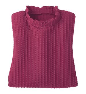 BELLUNA（ベルーナ）の「フリル衿ジャカードプルオーバー（カットソー）」｜ワイン