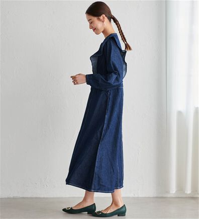 RANAN（ラナン）の「フリル使いデニムワンピース（その他ワンピース）」