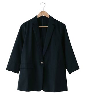 BELLUNA（ベルーナ）の「麻調素材テーラードジャケット（その他ジャケット）」｜ネイビー