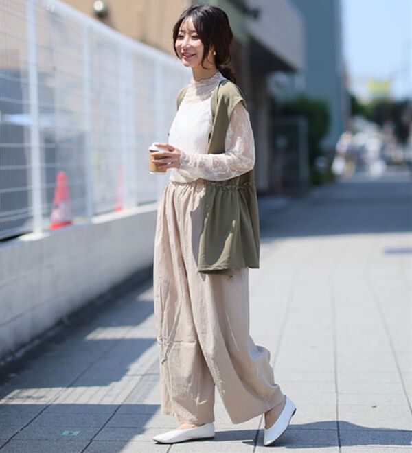 A HAPPY MARILYN（アハッピーマリリン）の「【Ｌ～８Ｌ】綿１００％ さらっと優しいコットン バレルレッグパンツ カーブパンツ 選べる２丈（ワイドパンツ・ガウチョ）」｜詳細画像