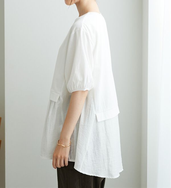 BELLUNA（ベルーナ）の「ギャザー使い異素材切替ふんわりチュニック（チュニック）」｜詳細画像