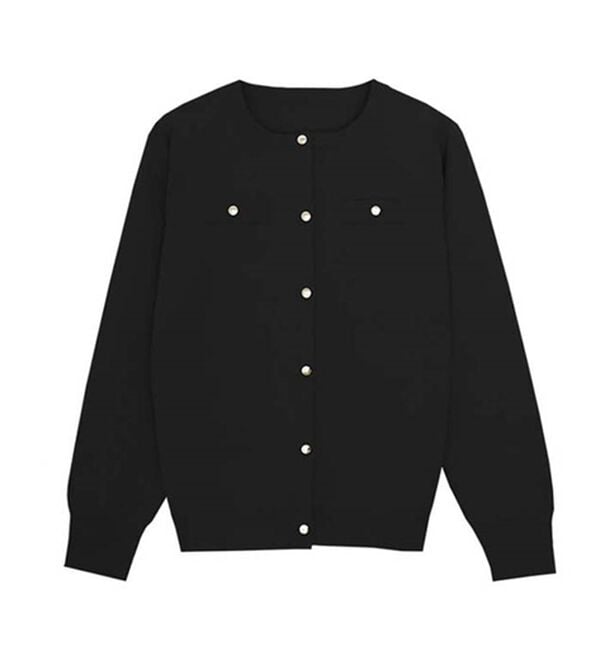 Pierrot（ピエロ）の「上品見えスポンジニットゴールドボタンカーディガン（ニットカーディガン）」｜詳細画像