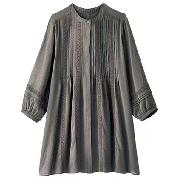 BELLUNA（ベルーナ）の「シアー素材レースピンタックシャツチュニック（チュニック）」｜詳細画像