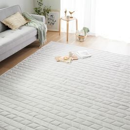 iellio（イエリオ）の「ふわふわ感触！はっ水ふっくらキルトラグ＜裏面滑り止め加工付・洗濯機で洗える・麻風・オールシーズン・おしゃれ＞（ラグ）」