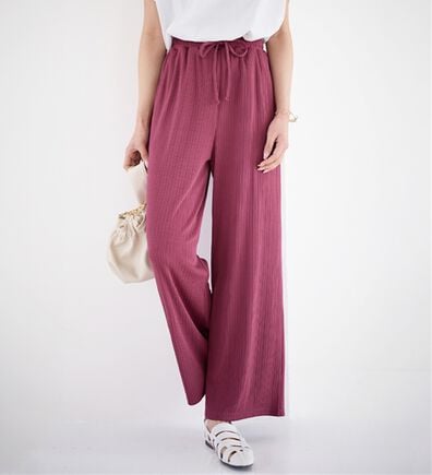 alotta（アロッタ）の「【選べる丈】のびのびストレッチリブワイドパンツ（クロップドパンツ）」