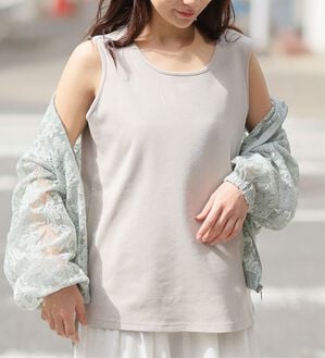 A HAPPY MARILYN（アハッピーマリリン）の「【Ｍ～８Ｌ／選べる裾】【接触冷感・吸水速乾】さらさらタンクトップ（タンクトップ・キャミソール）」｜ベージュ