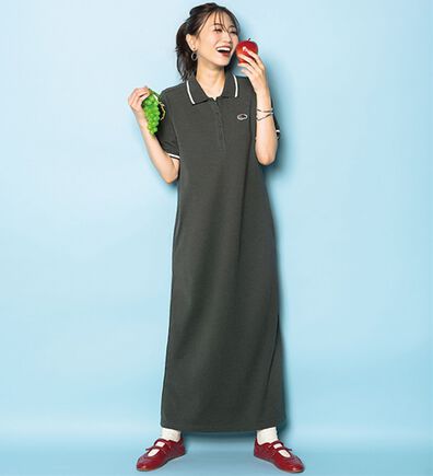 BELLUNA（ベルーナ）の「【ＦＲＵＩＴ　ＯＦ　ＴＨＥ　ＬＯＯＭ】配色ラインポロワンピース（その他ワンピース）」