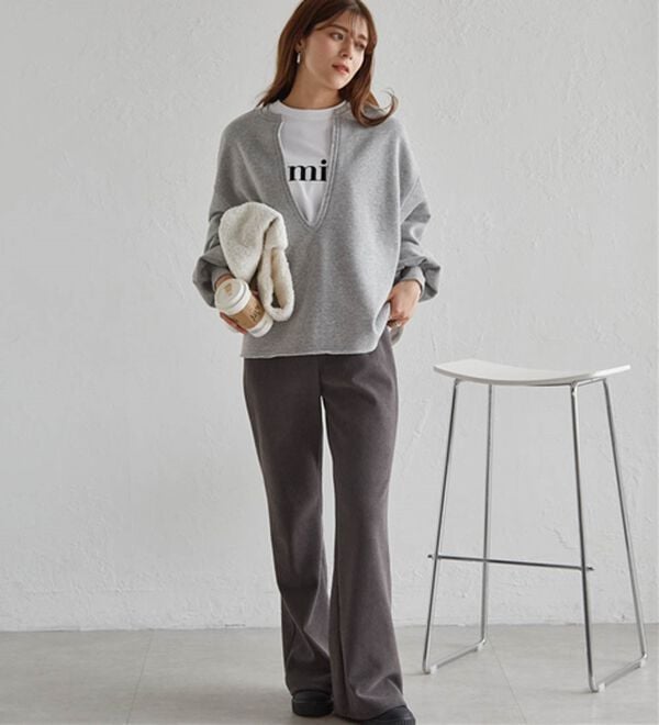 RANAN（ラナン）の「あったか裏ベロアニットコールフレアパンツ（フルレングスパンツ）」｜詳細画像