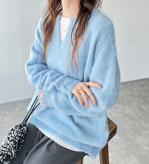 GeeRA（ジーラ）の「キーネック起毛ゆるニット（ニット・セーター）」｜詳細画像