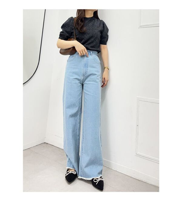 GeeRA（ジーラ）の「オリジナルパッチハイウエストデニム（ワイドパンツ・ガウチョ）」｜詳細画像