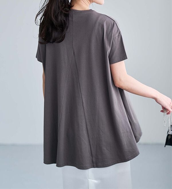 RANAN（ラナン）の「＜ＢＣ＞綿１００％ひんやりフレアーシルエットチュニック（カットソー）」｜詳細画像