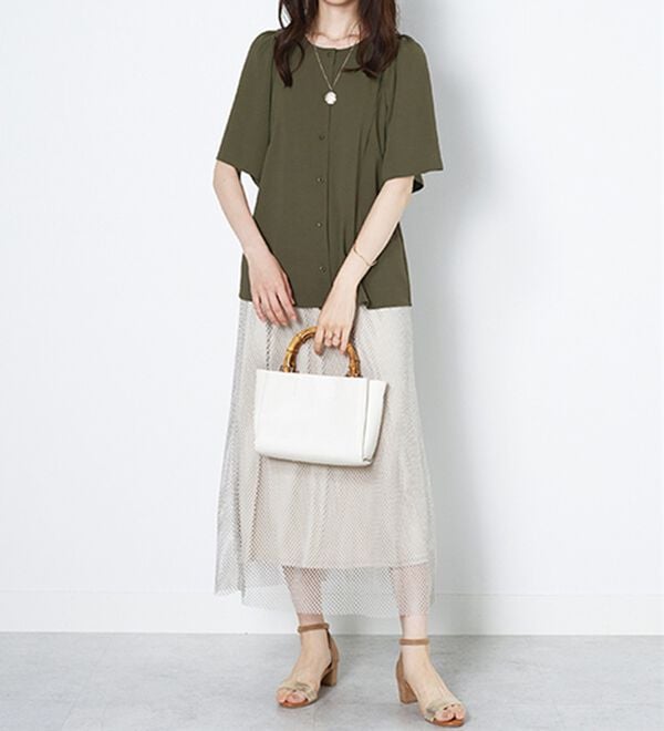 BELLUNA（ベルーナ）の「お手入れ楽々！ビンテージ素材ブラウス（ブラウス）」｜詳細画像