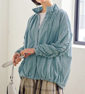 VINNO（ヴィノ）の「機能付ヘビロテシャーリングシャツブルゾン（ハーフコート）」｜ブルー