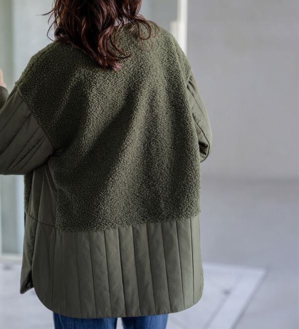 BELLUNA（ベルーナ）の「ボア切替キルトデザインミドル丈コート（ハーフコート）」｜詳細画像