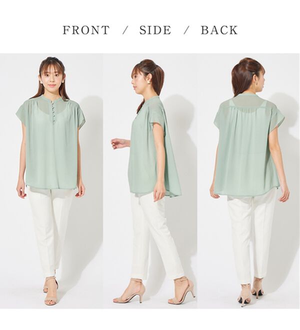 alotta（アロッタ）の「楊柳素材クルミボタンチュニックブラウス（チュニック）」｜詳細画像