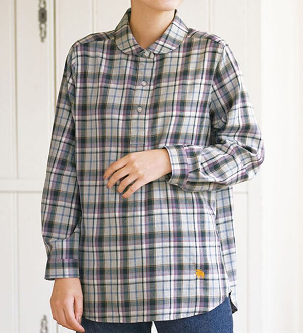 BELLUNA（ベルーナ）の「＜ｍｏｚ＞綿１００％丸エリ刺しゅうシャツ（シャツ）」｜詳細画像