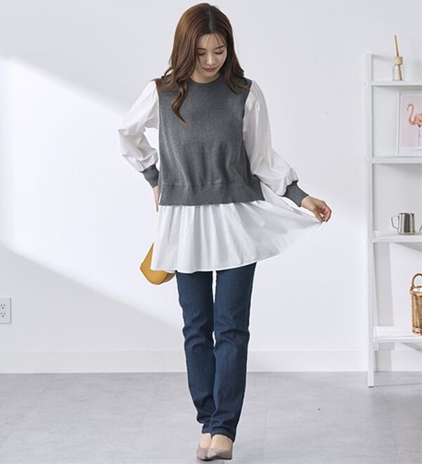 BELLUNA（ベルーナ）の「【２枚組】ベストドッキングチュニック（チュニック）」｜詳細画像