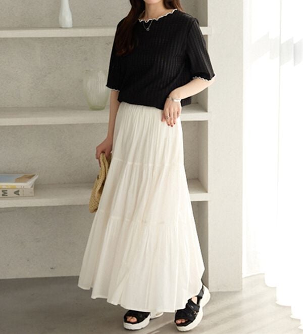 GeeRA（ジーラ）の「配色メロー５分袖表面感カットソー（カットソー）」｜詳細画像