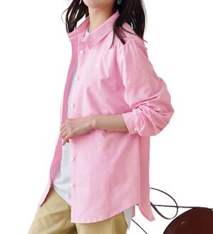 BELLUNA（ベルーナ）の「【ＰＯＬＯ　ＢＣＳ】オックス素材刺しゅうシャツ（シャツ）」｜ピンク