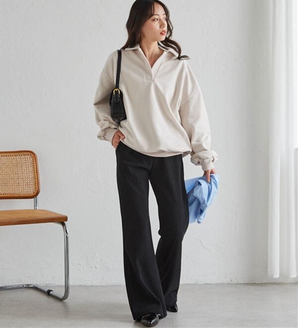 RANAN（ラナン）の「あったか裏ベロアニットコールフレアパンツ（フルレングスパンツ）」｜詳細画像