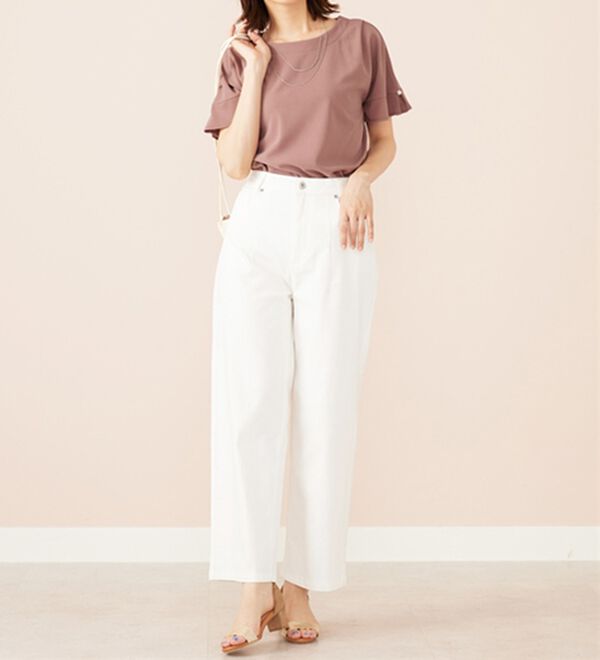 BELLUNA（ベルーナ）の「ジョーゼット素材袖パールブラウス（ブラウス）」｜詳細画像