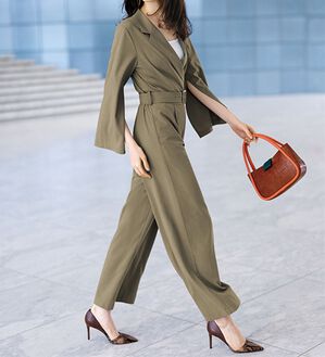 RANAN（ラナン）の「スリットスリーブオールインワン（オールインワン）」｜ベージュ