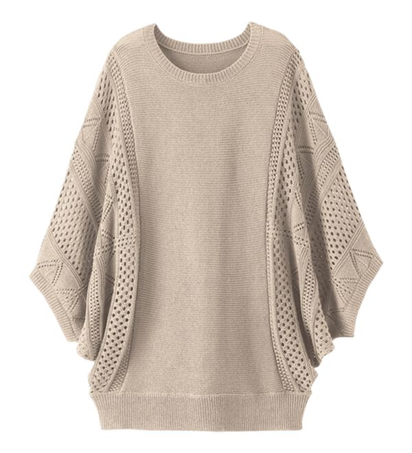 BELLUNA（ベルーナ）の「透かし編ドルマンニットプルオーバー（ニット・セーター）」｜詳細画像