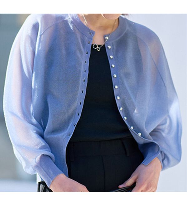 RANAN（ラナン）の「シルバーボタンシアーニットカーデ（ニットカーディガン）」｜詳細画像