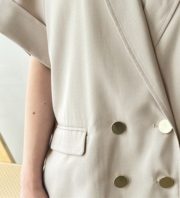 GeeRA（ジーラ）の「リネン調半袖ダブルジャケット（テーラードジャケット）」｜詳細画像