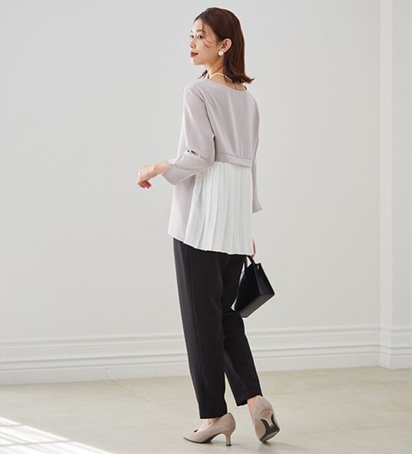 RANAN（ラナン）の「楽ちんキレイ見え！バックプリーツセットアップ（ブラウススーツ）」｜詳細画像