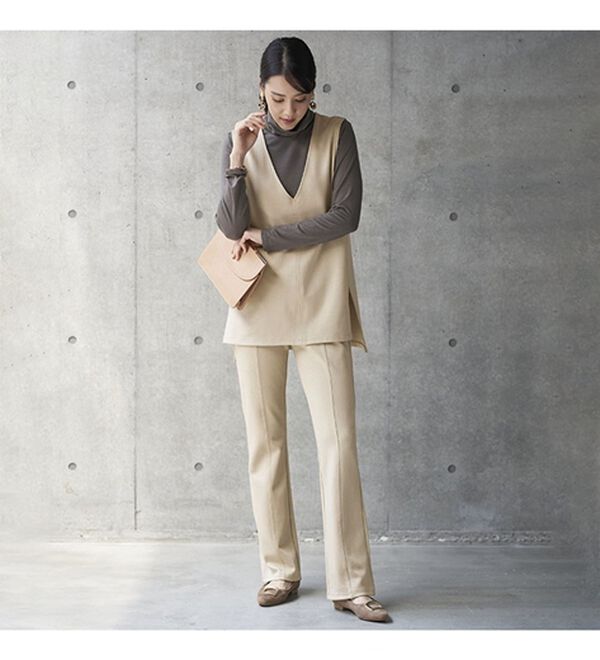 BELLUNA（ベルーナ）の「日本製ウール入りポンチＶネックベスト（ベスト）」｜詳細画像