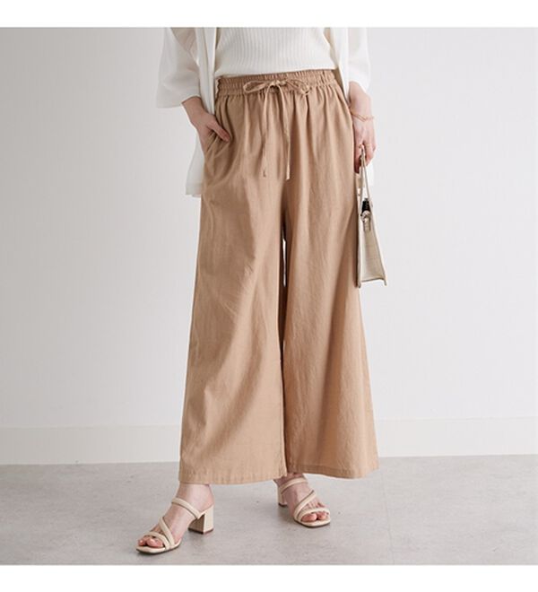 GeeRA（ジーラ）の「麻入りリラックスワイドパンツ（ワイドパンツ・ガウチョ）」｜詳細画像