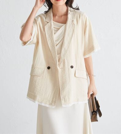 RANAN（ラナン）の「ハーフスリーブシアーシャツジャケット（テーラードジャケット）」